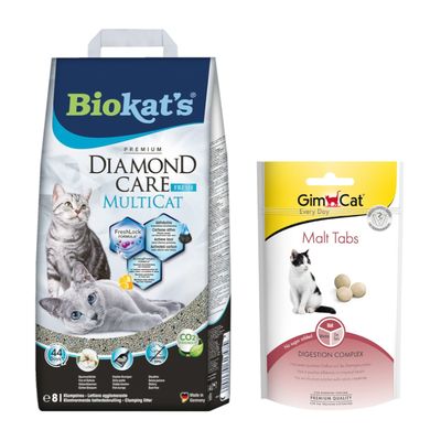 Biokat's Diamond Care Cat Litter + 40g GimCat Cat Treat Free! *
