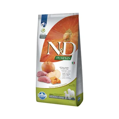 N&D Pumpkin diviak, tekvica a jablko recept. Farmina Pet Foods. Adult Medium & Maxi. Výživový systém pre mäsožravce. N&D Pumpkin diviak, tekvica a jablko recept. Farmina Pet Foods. Adult Medium & Maxi. Výživový systém pre mäsožravce.