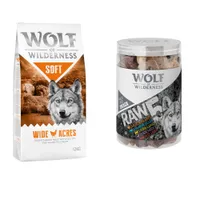 Wolf of Wilderness Dry Dog Food + Wolf of Wilderness Dog Treats - 20% Off!* - Soft "Wide Acres" - Chicken (12kg) + RAW 5 Mix Freeze-dried (150g)