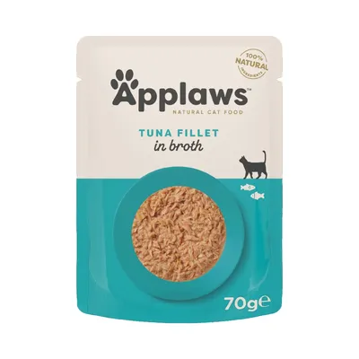 Applaws Cat Natural i buljong 12 x 70 g - Tonfiskfilé