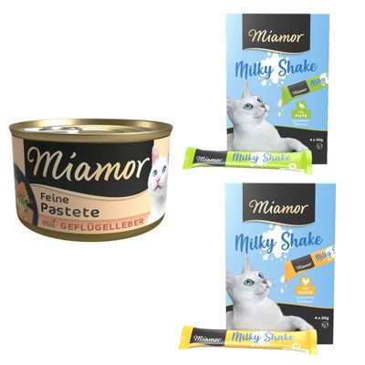 Miamor Pastete, 24 x 85 g + Miamor Milky Shake: indyk, 4 x 20 g i kurczak, 4 x 20 g gratis!