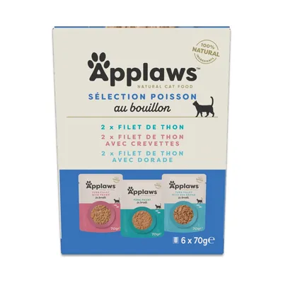 Lot économique Applaws Pouch en bouillon 24 x 70 g - sélection au thon (3 variétés)