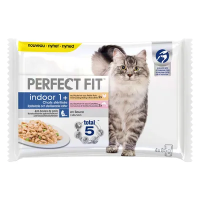 Perfect fit Indoor 1+ Chats stérilisés - 4 x 85 g