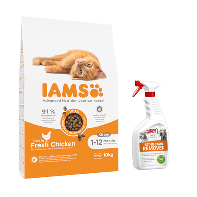 IAMS cibo per gattini, pesce oceanico, 90% proteine animali, 100% alimentazione equilibrata, adatto per 1-12 mesi, senza grano, confezione da 10 kg.