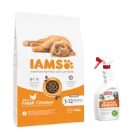 10 kg IAMS Advanced Nutrition Kitten + 709 ml Nature's Miracle Flecken- und Geruchsentferner gratis! - mit Frischem Huhn
