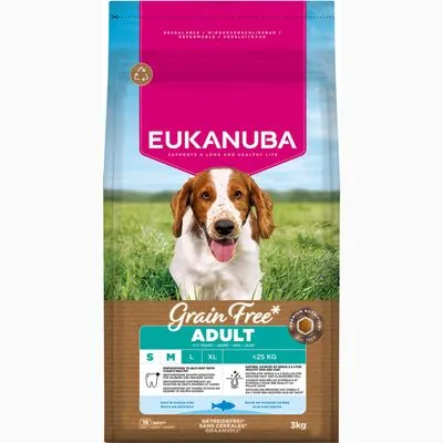 Eukanuba Grain Free Adult Small & Medium met Zeevis - Dubbelpak: 2 x 3 kg