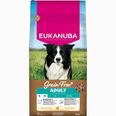 Eukanuba Grain Free Adult Small / Medium Breed Kip Hondenvoer