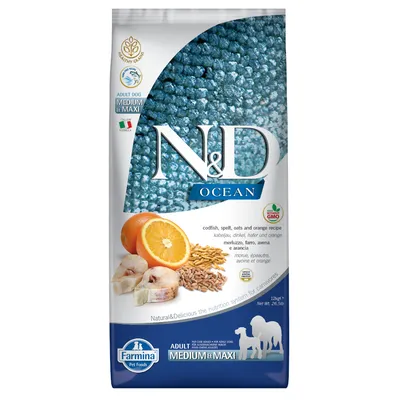 Farmina N&D Ocean Kabeljauw & Sinaasappel Adult Medium& Maxi Hondenvoer - 12 kg