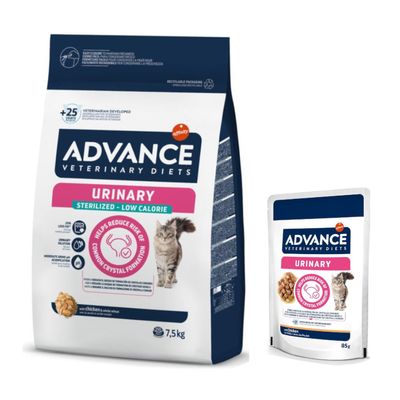 Advance Veterinary Diets pienso + comida húmeda: ¡15 % de descuento! Urinary Low-Calorie/Sterilized (7,5 kg) + Sobres Urinary (12 x 85 g)