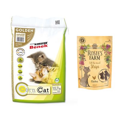 Super Benek Corn Cat Litter + 45g Rosie's Farm Cat Snack Free! *