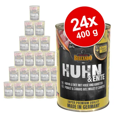 Belcando Huhn & Ente mit Hirse und Karotten, Super Premium Quality, Made in Germany. Packung: 24x 400g Dosen.