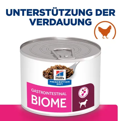 Hill's Prescription Diet Gastrointestinal Biome mokra hrana za pse z ActivBiome+, podpora prebave, piščanec kot glavna sestavina.
