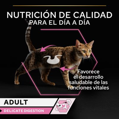 NUTRICIÓN DE CALIDAD PARA EL DÍA A DÍA. Favorece el desarrollo saludable de las funciones vitales. ADULT DELICATE DIGESTION.