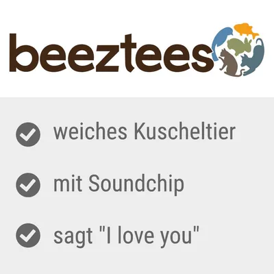 Beeztees. Weiches Kuscheltier mit Soundchip, sagt 'I love you'.