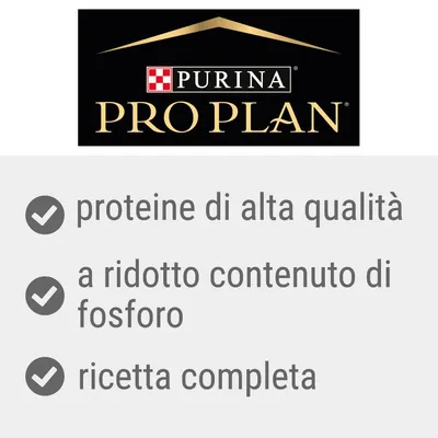 Purina Pro Plan. Proteine di alta qualità, a ridotto contenuto di fosforo, ricetta completa.