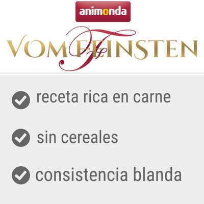 animonda Vom Feinsten. Receta rica en carne, sin cereales, consistencia blanda.