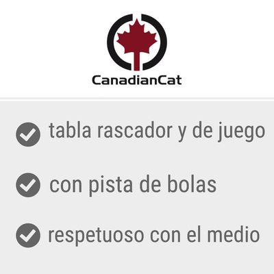 CanadianCat: tabla rascador y de juego, con pista de bolas, respetuoso con el medio