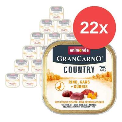 22x Animonda GranCarno Country Adult Rind, Gans + Kürbis, 100% frische Zutaten, ohne obiloviny & cukr, hovězí, husa, dýně. Balení konzerv pro psy.