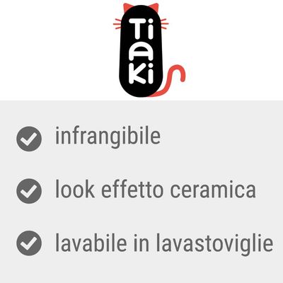 Tiaki, infrangibile, look effetto ceramica, lavabile in lavastoviglie
