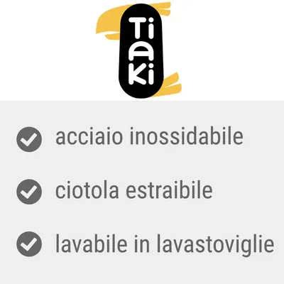 Tiaki, acciaio inossidabile, ciotola estraibile, lavabile in lavastoviglie