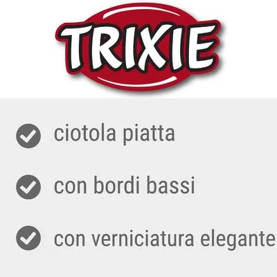 TRIXIE. Ciotola piatta, con bordi bassi, con verniciatura elegante.