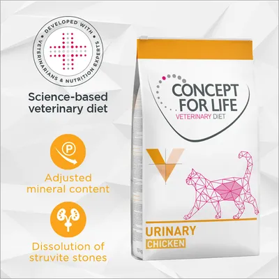 Science-based veterinary diet with adjusted mineral content and supports dissolution of struvite stones. Developed with veterinarians and nutrition experts. Urinary chicken variety shown. Science-based veterinary diet with adjusted mineral content and supports dissolution of struvite stones. Developed with veterinarians and nutrition experts. Urinary chicken variety shown.