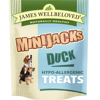 James Wellbeloved Minijacks Hypoallergenic Dog Treats - Duck & Rice (90g) James Wellbeloved Minijacks Hypoallergenic Dog Treats - Duck & Rice (90g)