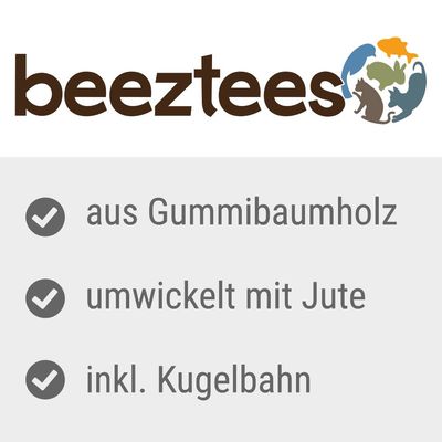Beeztees. Aus Gummibaumholz, umwickelt mit Jute, inkl. Kugelbahn.