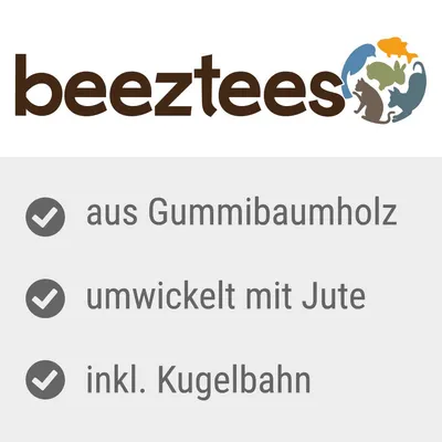 Beeztees. Aus Gummibaumholz, umwickelt mit Jute, inkl. Kugelbahn.