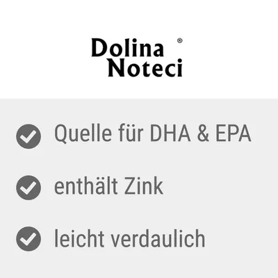 Dolina Noteci. Texte en allemand : Quelle für DHA & EPA, enthält Zink, leicht verdaulich.