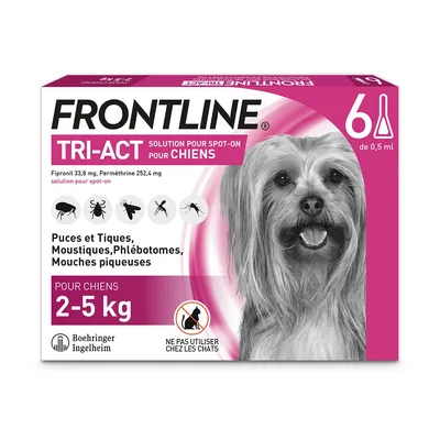 FRONTLINE TRI-ACT 2 - 5 kg - 6 mois de protection (6 pipettes)