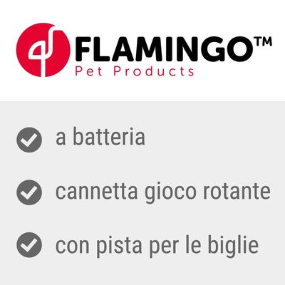 FLAMINGO Pet Products, a batteria, cannetta gioco rotante, con pista per le biglie