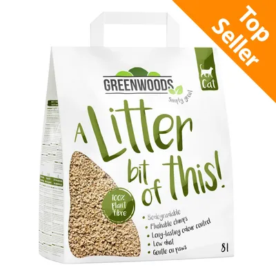 Greenwoods Cat A Litter bit of this! lettiera 100% fibre vegetali, biodegradabile, agglomerante, controllo odori, poca polvere, delicata sulle zampe. Top Seller in alto a destra.