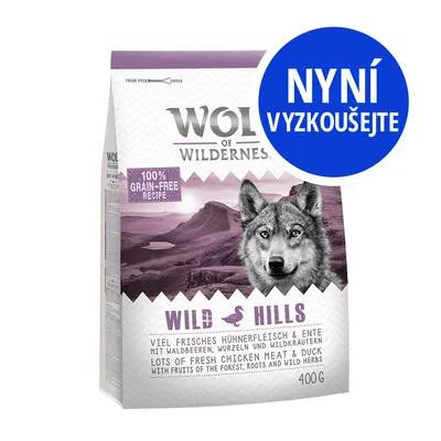 Wolf of Wilderness Wild Hills, 100% grain-free recipe, lots of fresh chicken meat & duck, 400 g. Nyní vyzkoušejte.