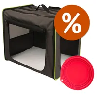 Set misto Trasportino First Class Basic + Ciotola da viaggio in silicone - Trasportino L + Ciotola da 1 l