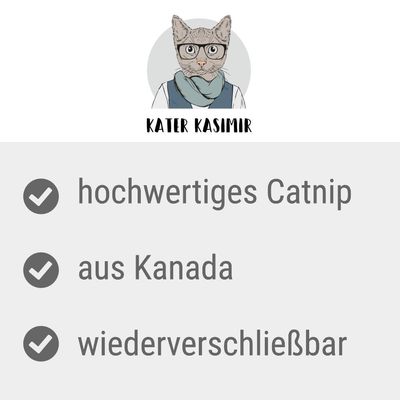 Kater Kasimir. Hochwertiges Catnip, aus Kanada, wiederverschliessbar.