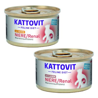Kattovit Renal 24 x 85 g en latas para gatos - Pack Ahorro Pack mixto: cordero y pollo