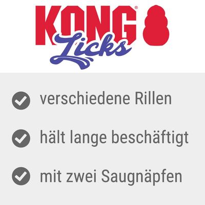 KONG Licks. Verschiedene Rillen, hält lange beschäftigt, mit zwei Saugnäpfen.