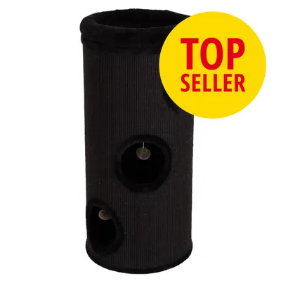 Sort kradsetønde med to åbninger og hængende bolde indeni. Gul cirkel med rød tekst: TOP SELLER.