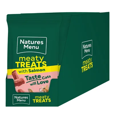 Natures Menu meaty treats with salmon. Taste cats will love.