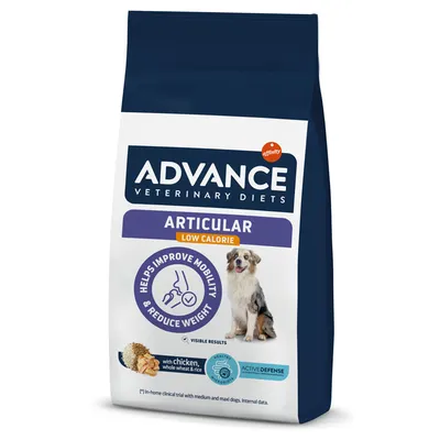 ADVANCE Veterinary Diets ARTICULAR LOW CALORIE dog food, helps improve mobility & reduce weight, with chicken, whole wheat & rice, Active Defense, visible results, affinity brand
