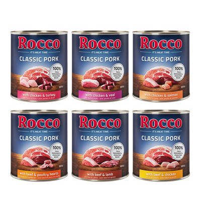 Rocco Classic Pork 12 x 800 g umido per cane Mix: 6 varianti