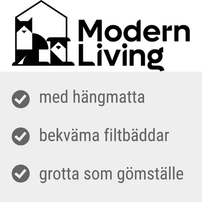Modern Living. med hängmatta, bekväma filtbäddar, grotta som gömställe