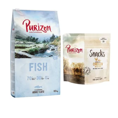 Purizon getreidefrei Kombi-Paket: 6,5 kg Trockenfutter + 3 x 40 g Snack - Original Fisch + Huhn mit Fisch Purizon getreidefrei Kombi-Paket: 6,5 kg Trockenfutter + 3 x 40 g Snack - Original Fisch + Huhn mit Fisch