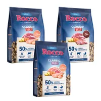 Rocco Classic vegyes próbacsomag - 3 x 1 kg Adult: marha & bárány + sertés & lazac + marha & lazac