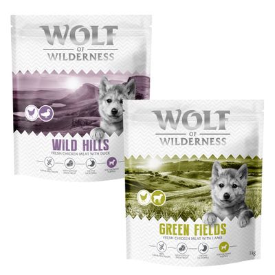 Wolf of Wilderness Junior - vegyes próbacsomag 2 x 1 kg Mix I: bárány & kacsa (új recept)