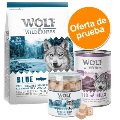 Pack de prueba mixto Wolf of Wilderness: pienso + comida húmeda + snacks - Variante II - Green Fields Pack de prueba mixto Wolf of Wilderness: pienso + comida húmeda + snacks - Variante II - Green Fields