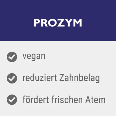 PROZYM. Vegan, reduziert Zahnbelag, fördert frischen Atem.