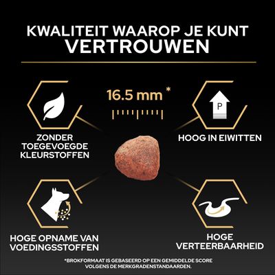 Kroketgrootte 16,5 mm, zonder toegevoegde kleurstoffen, hoog eiwitgehalte, hoge opname van voedingsstoffen, hoge verteerbaarheid. Kwaliteit waarop u kunt vertrouwen.