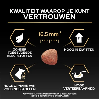 Kroketgrootte 16,5 mm, zonder toegevoegde kleurstoffen, hoog eiwitgehalte, hoge opname van voedingsstoffen, hoge verteerbaarheid. Kwaliteit waarop u kunt vertrouwen.